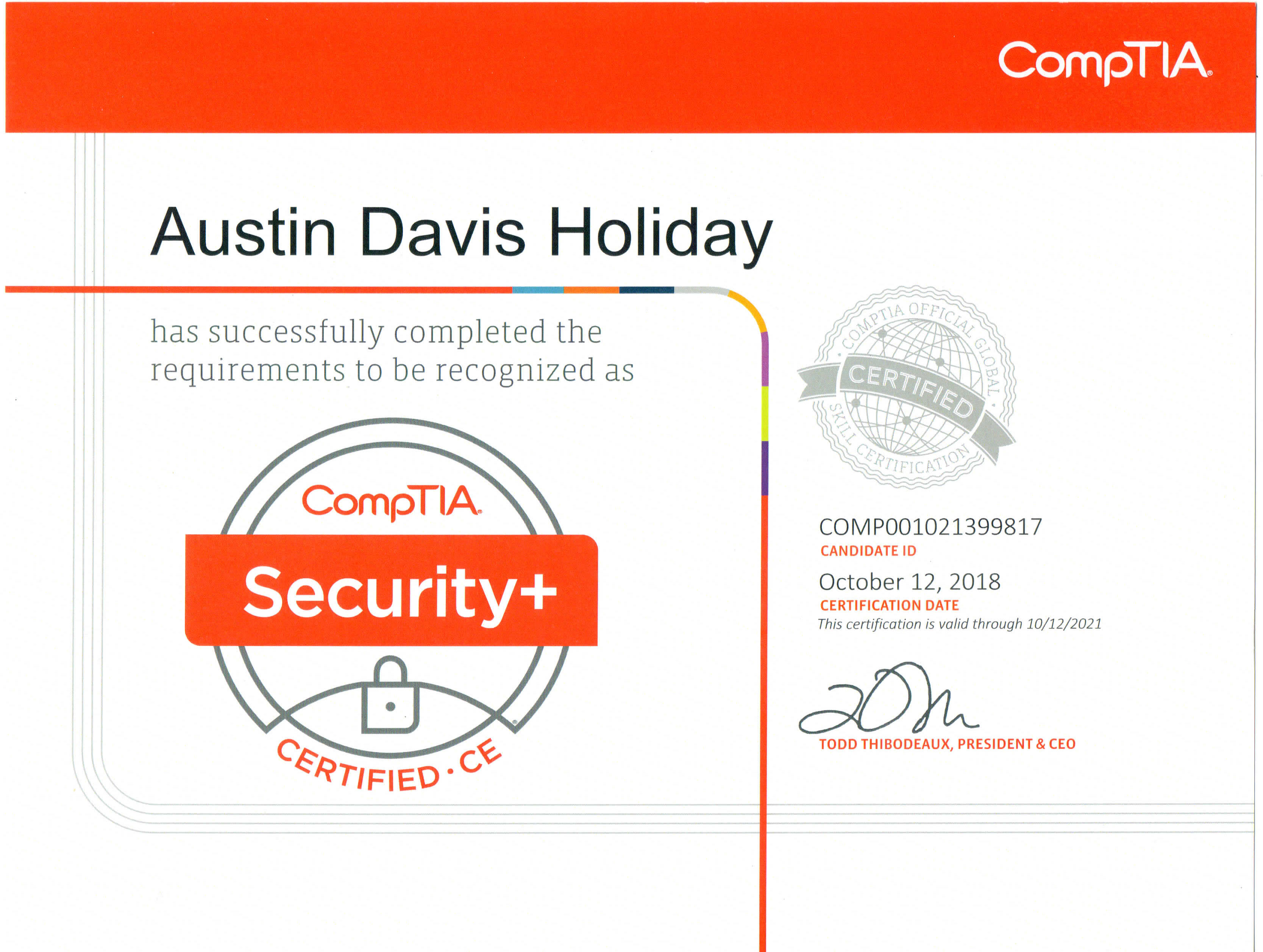 CompTIA Security+ Certificate