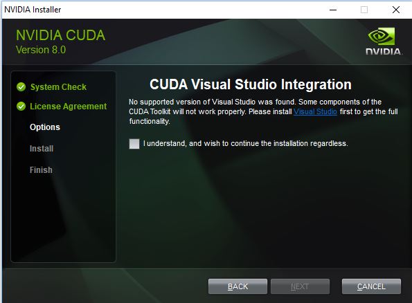 cuda install no visual studio 